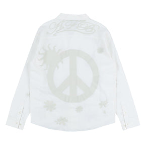 AFB Peace Embroidery Linen Shirts / White