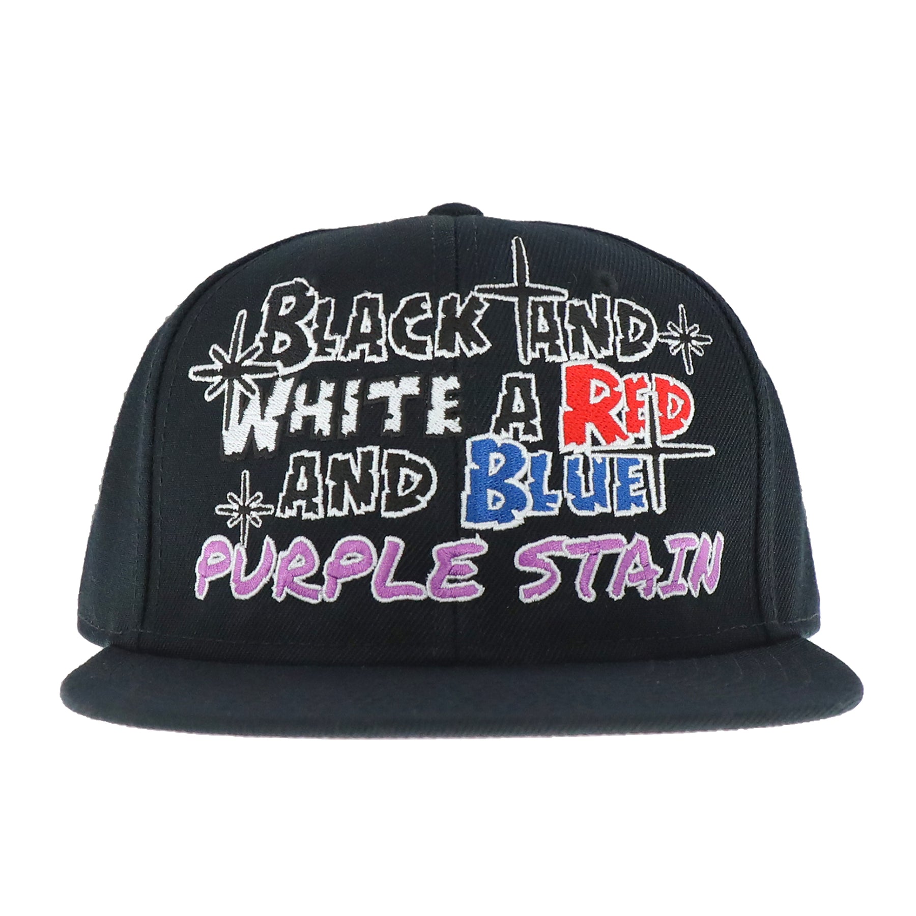 PURPLE STAIN RED AND BLUE BASEBALL CAP / BLK