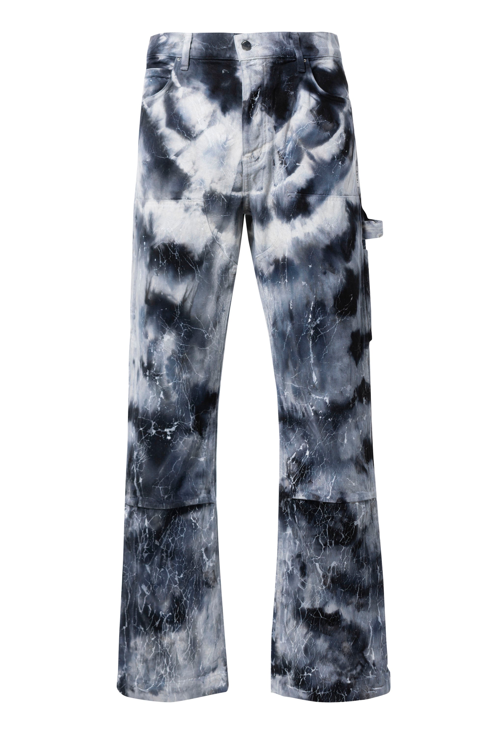 AMIRI SS23 CRACKED TIE DYE CARPENTER JEAN / BLK INDIGO