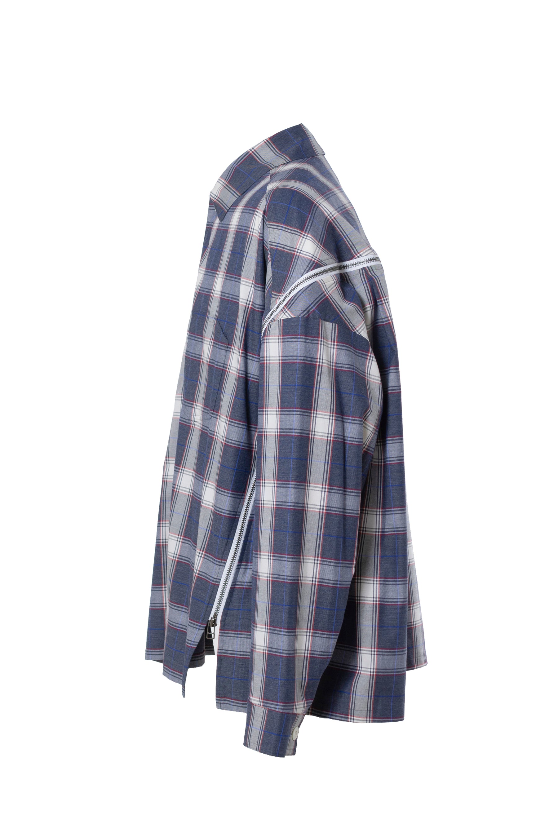 FACETASM 23SS ZIPPED CHECK SHIRT / BLU WHT - NUBIAN