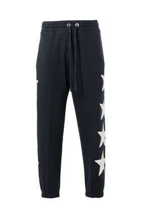 Palm Angels SS23 PATCHED STARS VINT SWEATPANTS / BLK WHT -NUBIAN