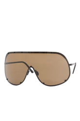 SUNGLASSES SHIELD / BLK TEMPLE / BRW LENS