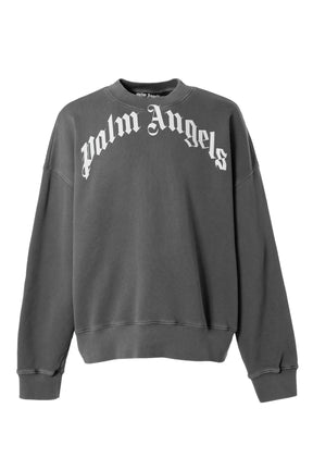 Palm Angels SS23 GD CURVED LOGO CREW / BLK WHT - NUBIAN