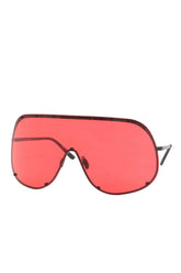 SUNGLASSES SHIELD / BLK TEMPLE / RED LENS