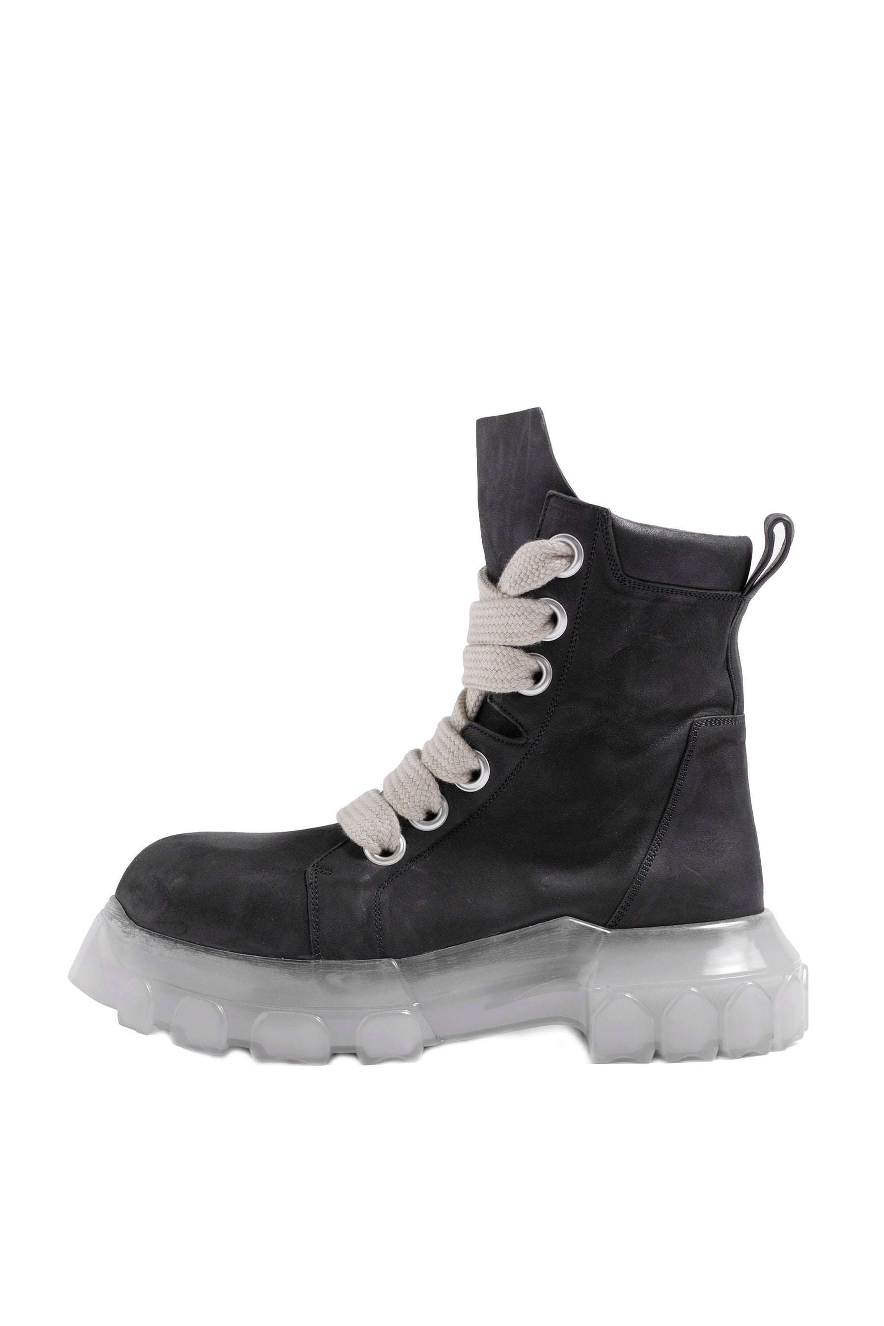 Rick Owens SS23 JUMBOLACED LACEUP BOZO TRACTOR / BLK CLEAR - NUBIAN
